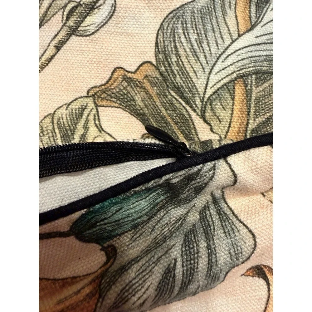 Pottery Barn Athenea Tropical Botanical Floral Pillow Sham Set Of 2  Linen Blend